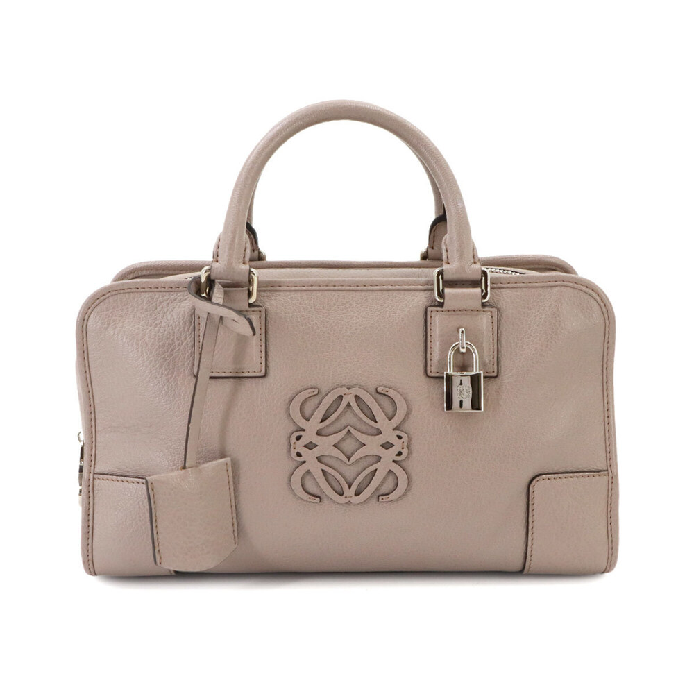 Loewe Amazona 28 Handbag, Leather, Beige, Silver Hardware, Greige
